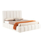 Double bed Ferena ecru fabric with storage space 160x200cm - Слика 2