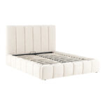 Double bed Ferena ecru fabric with storage space 160x200cm - Слика 4