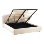 Double bed Cardia with storage space beige grey fabric 160x200cm - Image 2