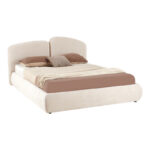 Double bed Cardia with storage space beige grey fabric 160x200cm - Image 3