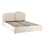 Double bed Cardia with storage space beige grey fabric 160x200cm - Image 4