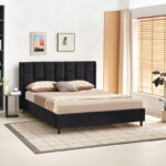 Double bed Sensa black fabric 160x200cm