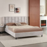 Double bed Sensa light grey fabric 160x200cm