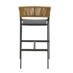 Aluminum bar stool Phoenix stackable anthracite frame-textilene natural rattan 53x58x103cm - Слика 5