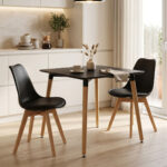 Dining table Natali MDF top black-natural legs 80x80x76cm