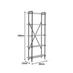 Bookcase Derena oak with black metal 60x29x160cm - Слика 3