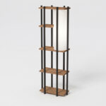 Floor lamp with shelves Lumna oak with black metal 45x24x150cm - Слика 2