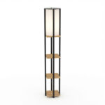 Floor lamp with shelves Starda oak with black metal 25x25x150cm - Слика 2