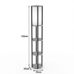 Floor lamp with shelves Starda oak with black metal 25x25x150cm - Слика 3