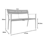 Two-seater bench Cadrin cappuccino PP 117x60x83cm - Image 6
