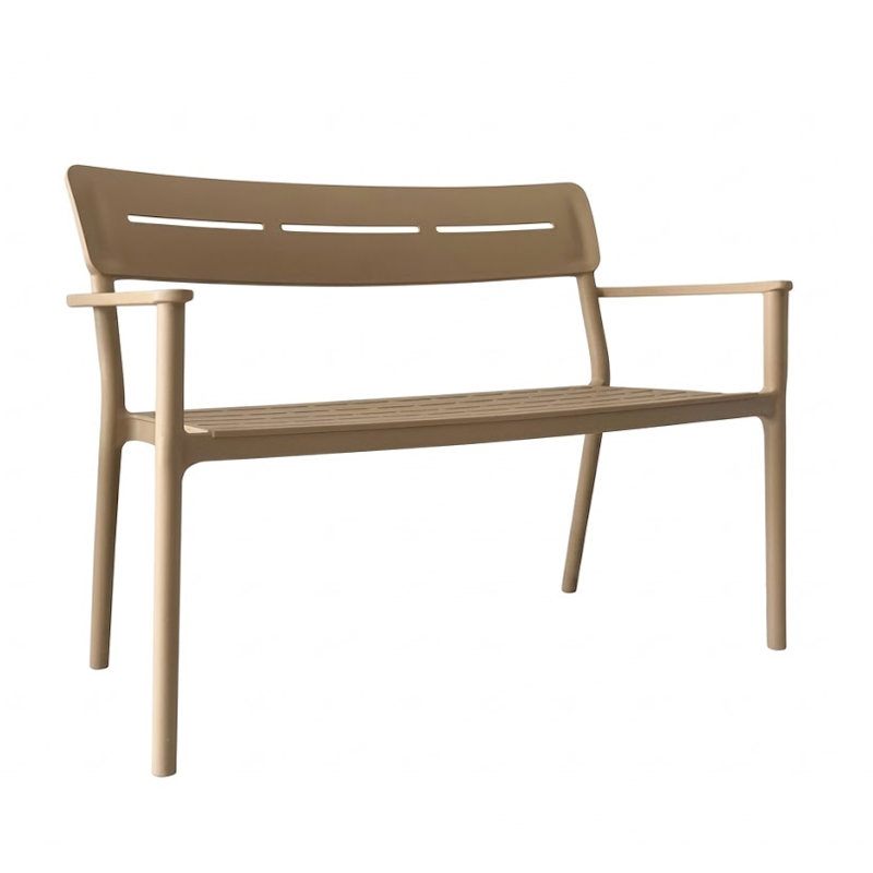 326-000091 Two-seater bench Cadrin cappuccino PP 117x60x83cm - Image 1