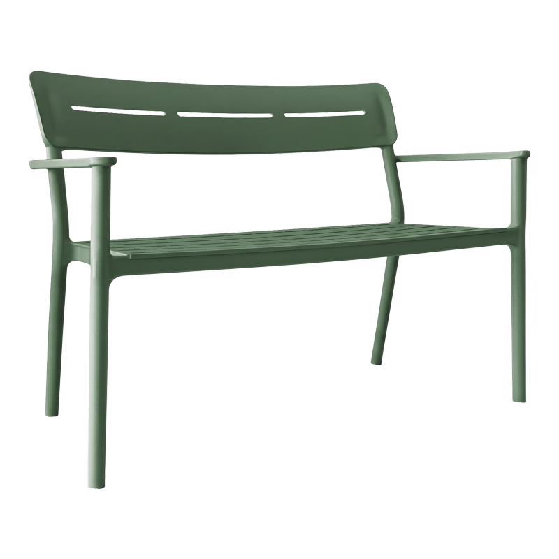 326-000094 Two-seater bench Cadrin dark green PP 117x60x83cm - Image 1