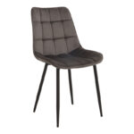 Chair Berne dark grey velvet with black metal leg 53x57x87cm