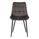 Chair Berne dark grey velvet with black metal leg 53x57x87cm - Image 4