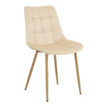 Chair Berne cream velvet with natural color metal leg 53x57x87cm
