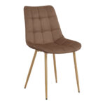 Chair Berne brown velvet with natural color metal leg 53x57x87cm