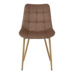 Chair Berne brown velvet with natural color metal leg 53x57x87cm - Image 3
