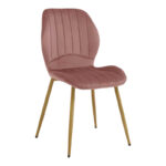 Chair Jelour dusty rose velvet with natural color metal leg 55x54,5x84,5cm