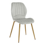 Chair Jelour grey velvet with natural color metal leg 55x54,5x84,5cm