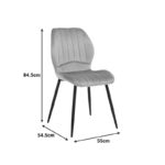 Chair Jelour grey velvet with natural color metal leg 55x54,5x84,5cm - Image 5