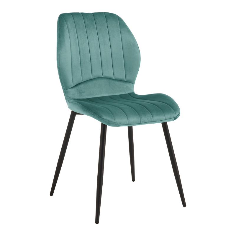 327-000087 Chair Jelour petrol velvet with black metal leg 55x54,5x84,5cm - Image 1