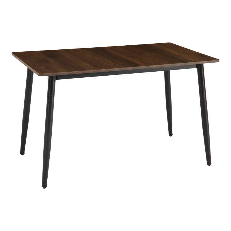 327-000091 Table Loza walnut MDF with black metal leg 140x80x73cm - Image 1