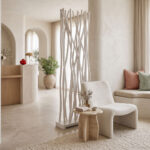 Decorative floor Jati teak wood in white wash color 60x20x190cm