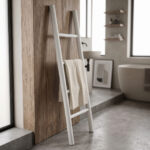 Morjeve ladder white wash color teak wood 45x6x150cm