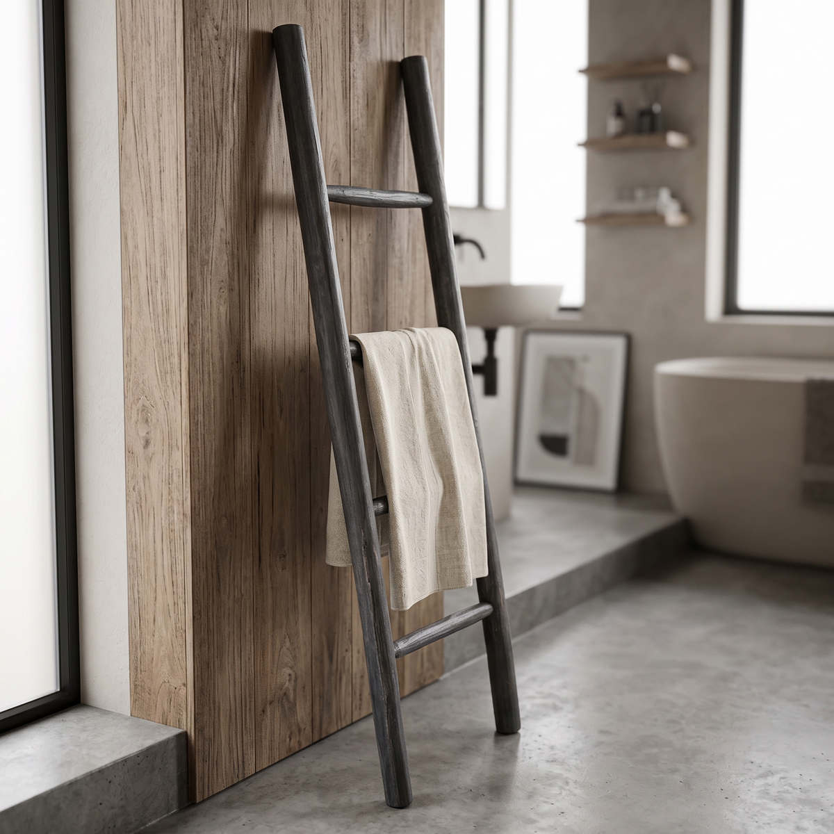 336-000039 Morjeve ladder back teak wood 45x6x150cm - Image 1