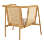 Armchair Jenta teak wood with rattan in natural color and beige cushions 72x67x92cm - Image 2