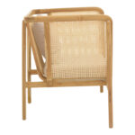 Armchair Jenta teak wood with rattan in natural color and beige cushions 72x67x92cm - Image 3