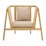 Armchair Jenta teak wood with rattan in natural color and beige cushions 72x67x92cm - Image 4