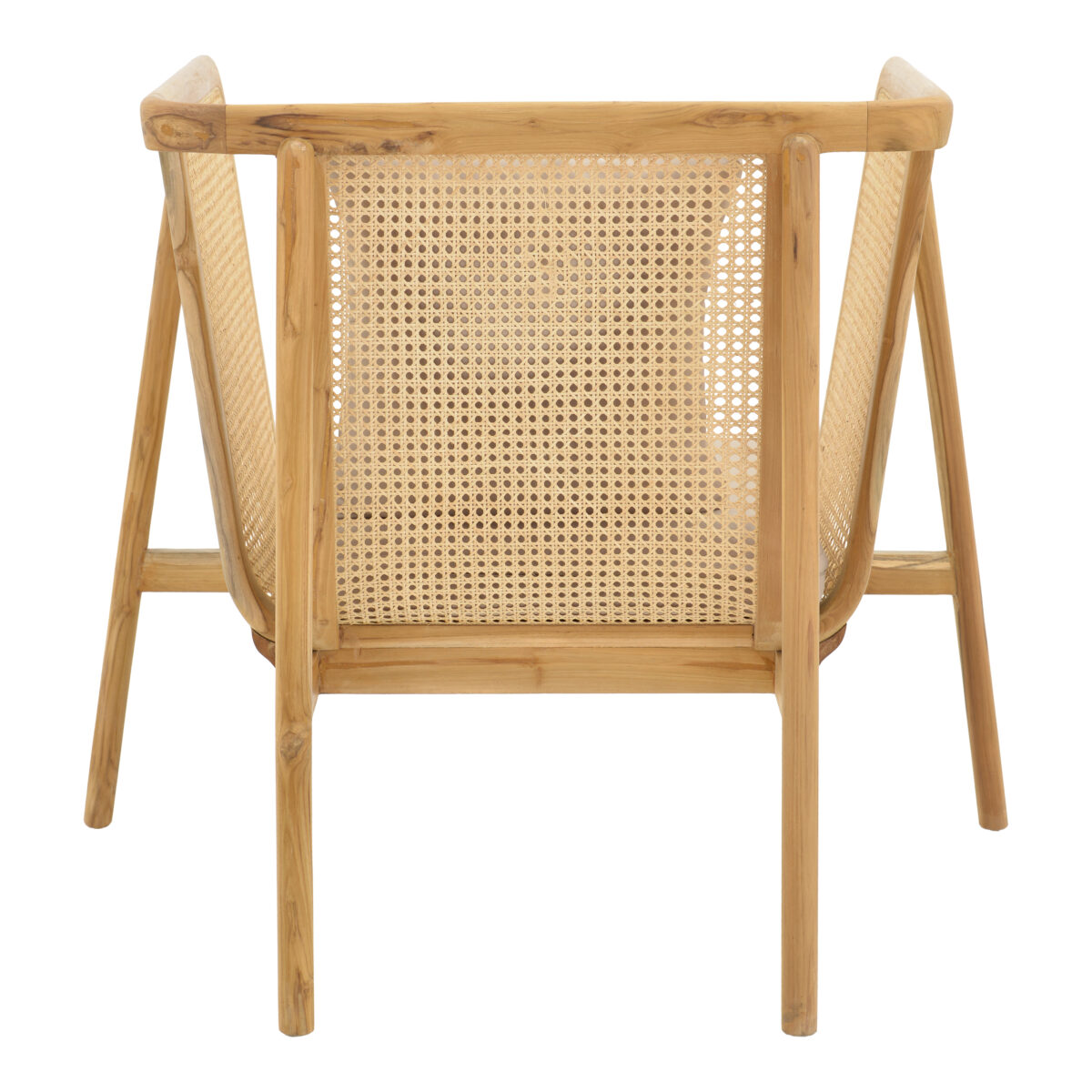 Armchair Jenta teak wood with rattan in natural color and beige cushions 72x67x92cm - Image 5