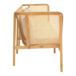 3-seater sofa Jenta teak wood with rattan in natural color and beige cushions 203x67x92cm - Image 3