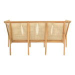 3-seater sofa Jenta teak wood with rattan in natural color and beige cushions 203x67x92cm - Image 4