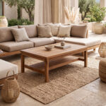 Coffee table Louf walnut color teak wood 120x70x40cm