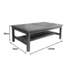 Coffee table Louf walnut color teak wood 120x70x40cm - Image 4