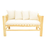 2-seater sofa Guada teak wood in natural color and white cushions 135x80x71cm - Image 2