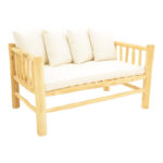 2-seater sofa Guada teak wood in natural color and white cushions 135x80x71cm