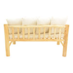 2-seater sofa Guada teak wood in natural color and white cushions 135x80x71cm - Image 3