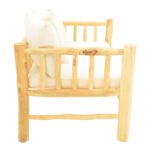 2-seater sofa Guada teak wood in natural color and white cushions 135x80x71cm - Image 4