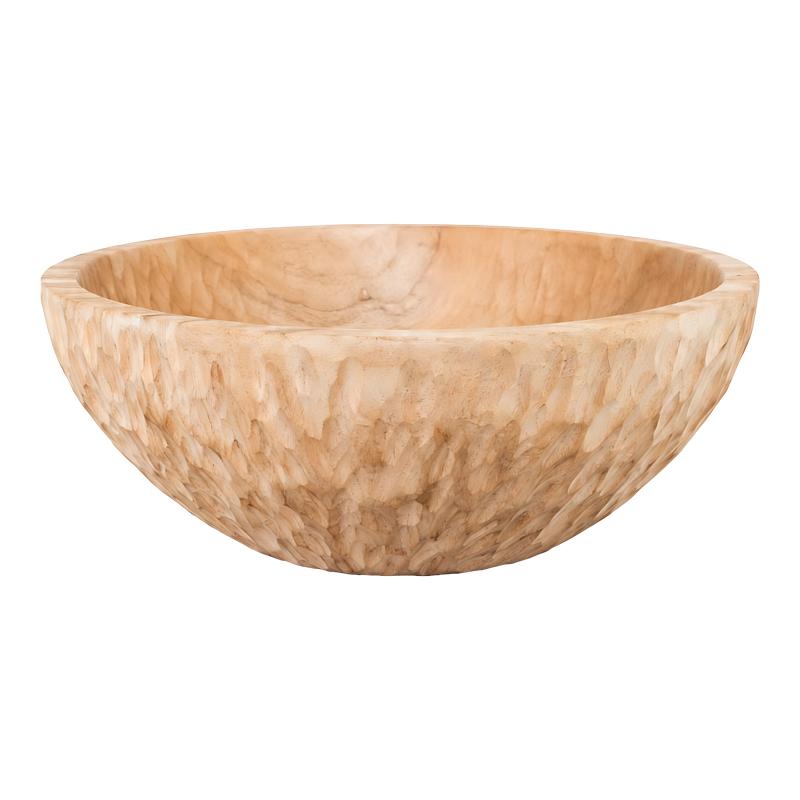 336-000044 Deco bowl Feldo teak wood in natural color D30x10cm - Image 1