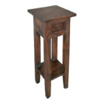 Side table Orkney mindi wood in walnut color 25x25x67cm - Image 3
