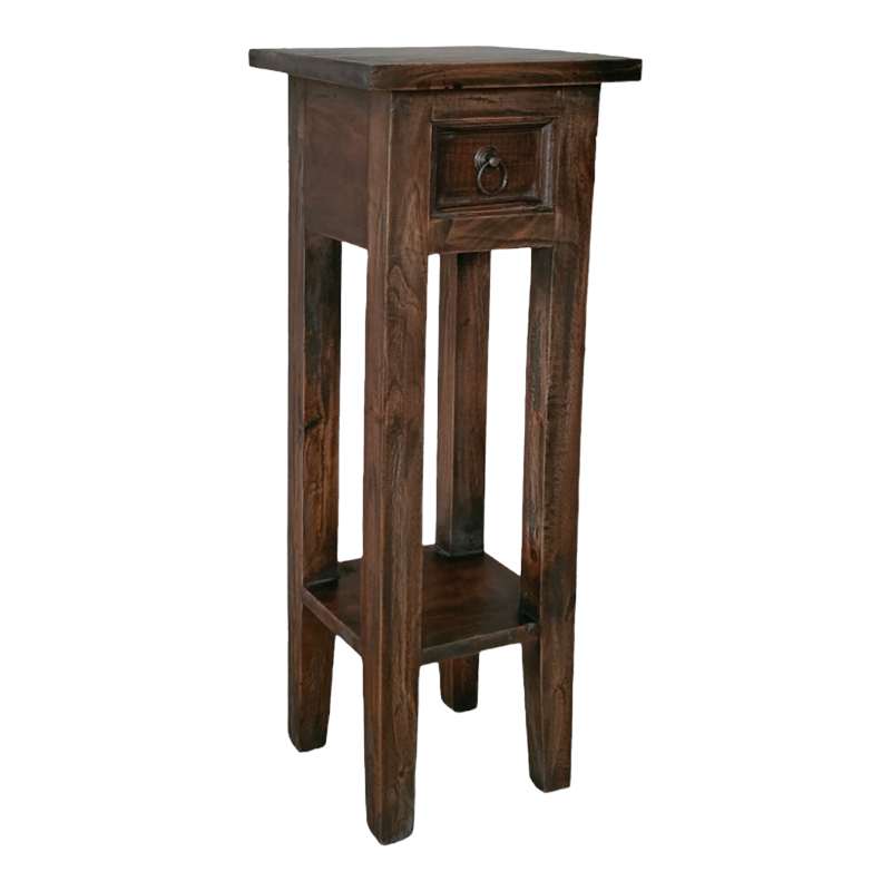 336-000048 Side table Orkney mindi wood in walnut color 25x25x67cm - Image 1