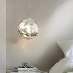 Ceiling lamp Henfa silver metal with glass D26x26cm - Image 2