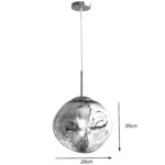 Ceiling lamp Henfa silver metal with glass D26x26cm - Image 3