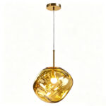 Ceiling lamp Henfa gold metal with glass D26x26cm