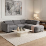 Left corner sofa-sofabed Napia anthracite fabric 249x210x98cm