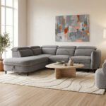 Right corner sofa-sofabed Napia anthracite fabric 249x210x98cm