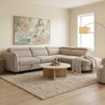 Left corner sofa-sofabed Napia beige fabric 249x210x98cm
